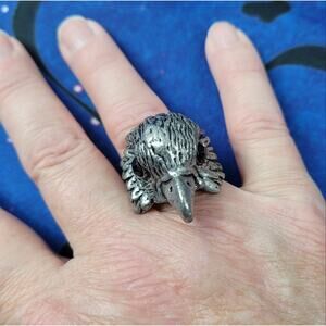 Pewter or Silver-tone Adjustable Screaming Eagle Ring